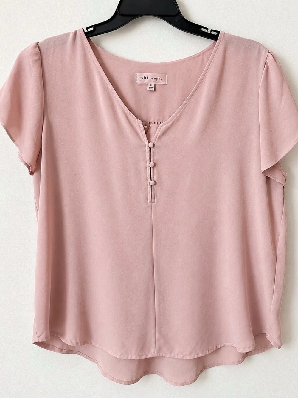 philosophy Blouse V-Neck Pink Size XL Like New
